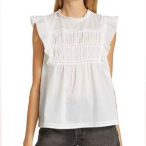 RAILS Filomena Bright White Cotton Ruffle Blouse size Large